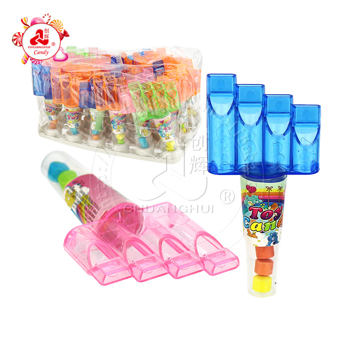 Colorful plastic harmonica shaped whistle toy candy CH-T1300
