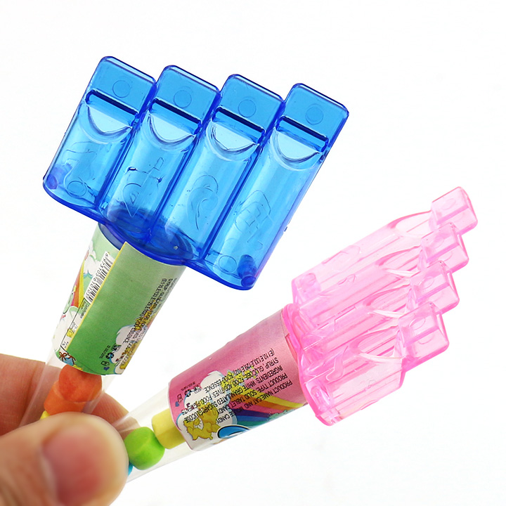 Colorful plastic harmonica shaped whistle toy candy CH-T1300
