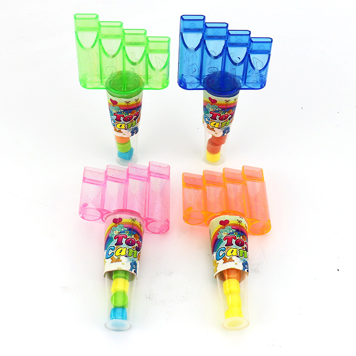 Colorful plastic harmonica shaped whistle toy candy CH-T1300