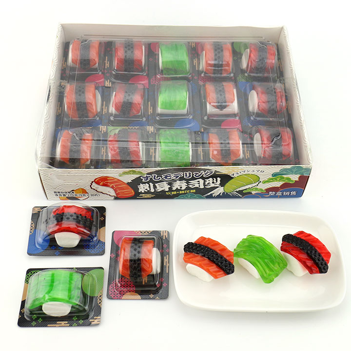 Japanese sweet Sushi shaped soft gummy candy with marshmallows CH-J579