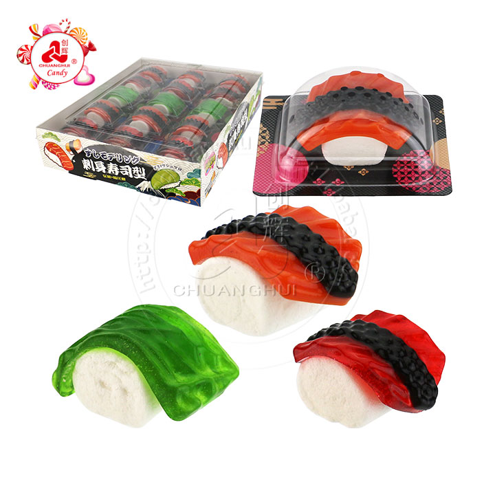 Japanese sweet Sushi shaped soft gummy candy with marshmallows CH-J579
