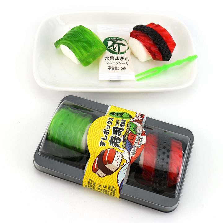Japanese sweet fruity flavors sushi shaped soft gummy candy with jam CH-J580