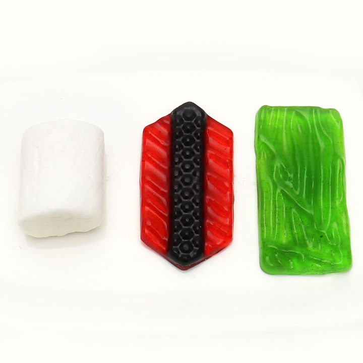 Japanese sweet fruity flavors sushi shaped soft gummy candy with jam CH-J580