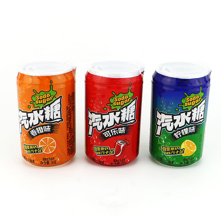 HALAL sugar-free cola, lemon, orange flavored pressed tablet candy in soda can CH-N696