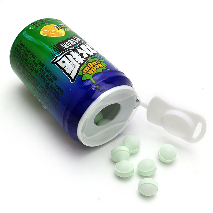 HALAL sugar-free cola, lemon, orange flavored pressed tablet candy in soda can CH-N696
