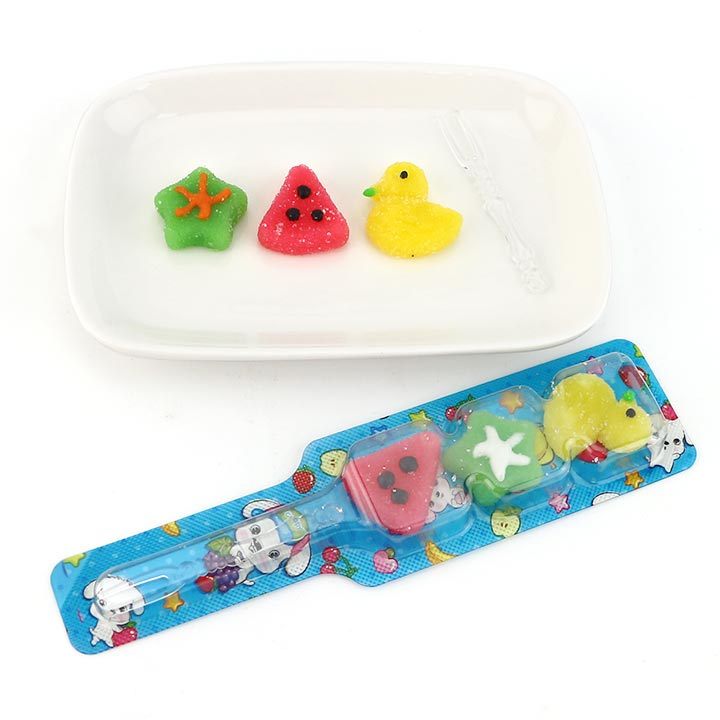 Cartoon 3-in-1 stars, watermelon slices, duck shaped string soft gummy candy CH-J585