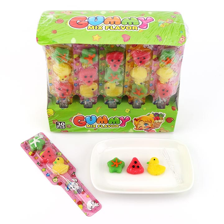 Cartoon 3-in-1 stars, watermelon slices, duck shaped string soft gummy candy CH-J585