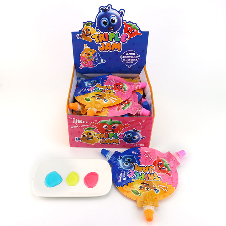 Halal Triple jam three fruity flavors squeeze jelly sour gel syrup candy CH-K297