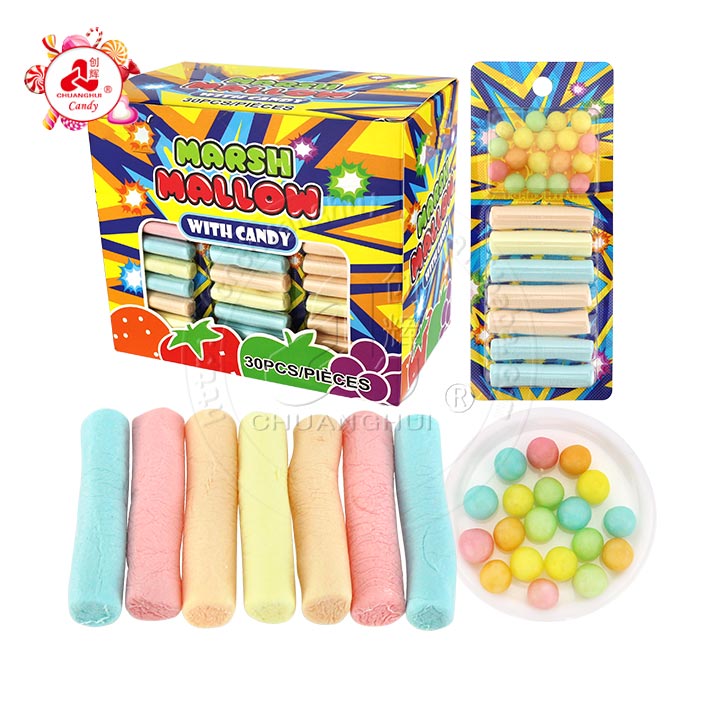 Mini Noodle shaped marshmallows with colorful puffed candy CH-M185