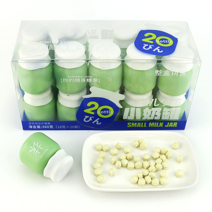 Cute bottled candy strawberry flavored pressed tablet candy in milk tank CH-N699