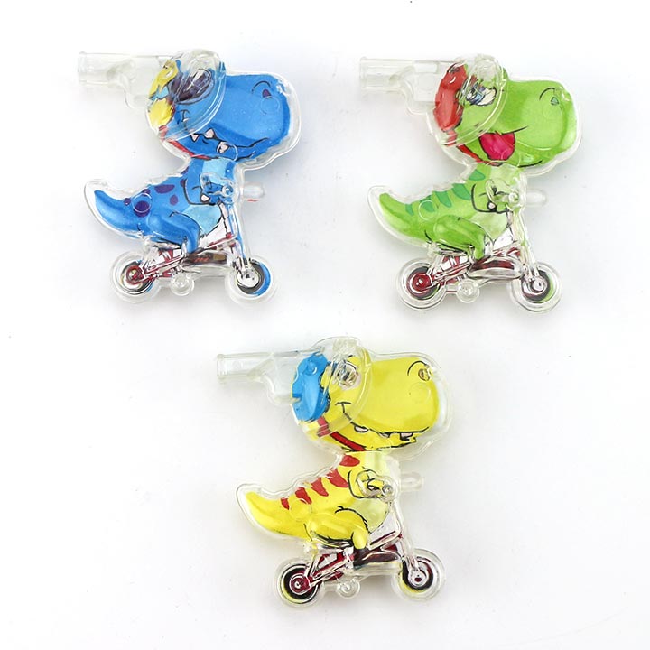 Cartoon Dinosaur bicycles shaped whistle toy with jelly bean candy CH-T1306
