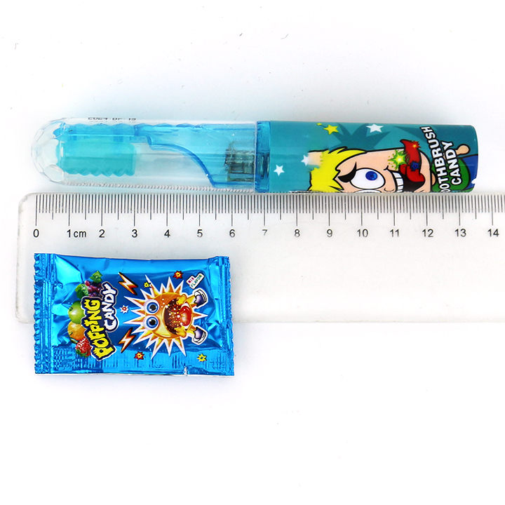 Halal Toothbrush shaped lighting lolipop toy with popping candy CH-TB226