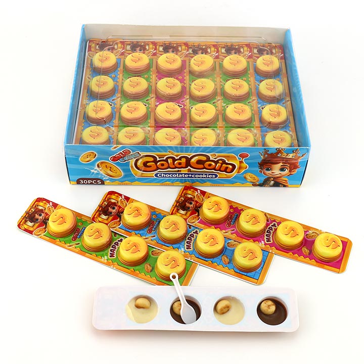 4-in-1 Gold Coin shaped choco biscuits black and white chocolate cookies ball CH-BC129