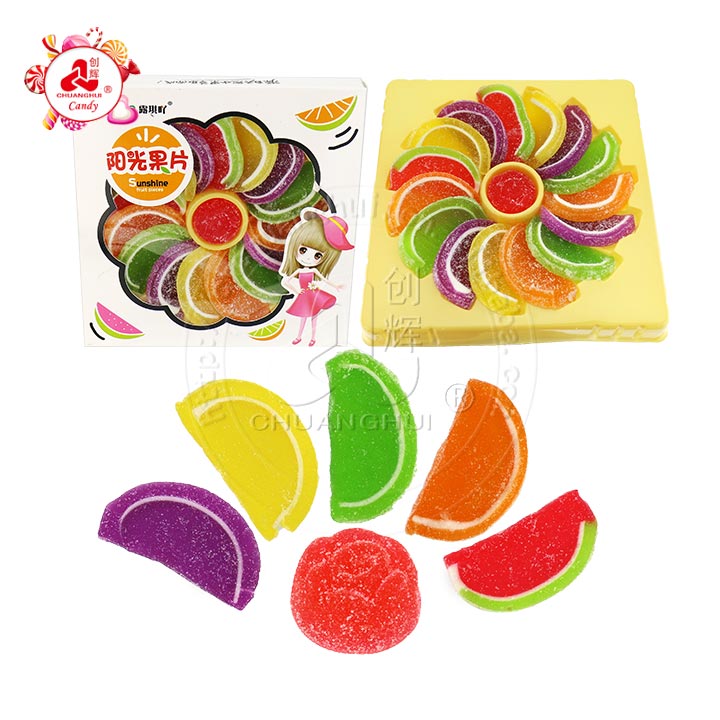 Mix fruits flavor Orange slice and Rose shaped chewy soft gummy candy CH-J589