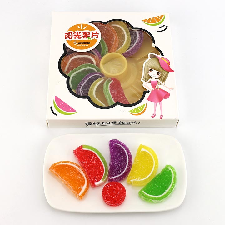 Mix fruits flavor Orange slice and Rose shaped chewy soft gummy candy CH-J589