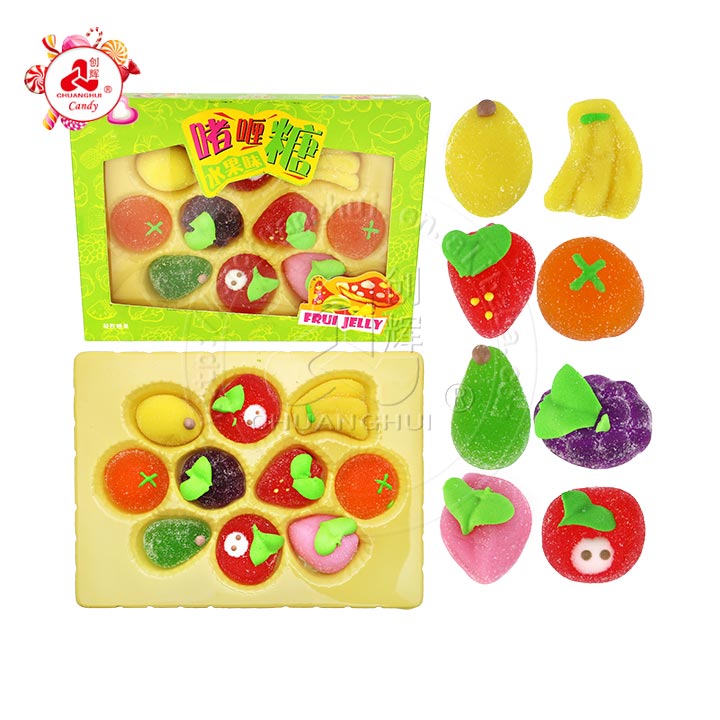 Halal 3D assorted fruits shape pectin soft fudge candy CH-J591