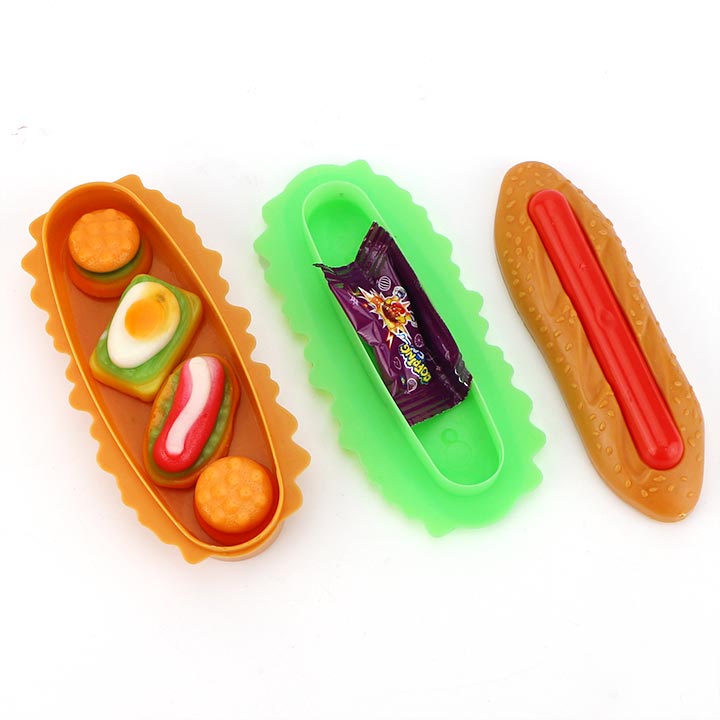 Hot dog box gummy candy 3D fast food shaped rubber candy with popping candy CH-J592