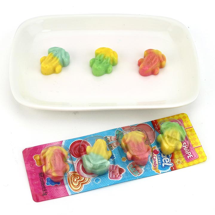 3D cartoon two-color frog shaped soft gummy candy CH-J593