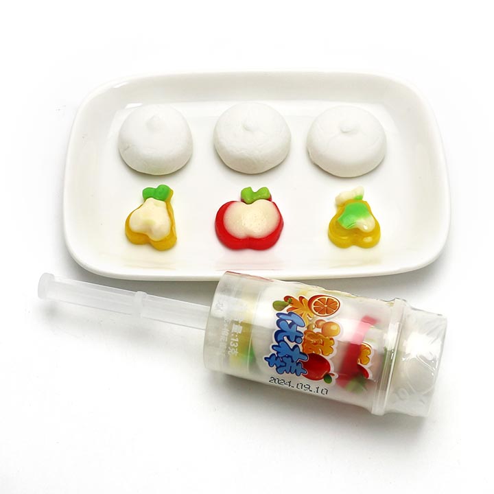 Cartoon soft candy apples, pear shaped Fruits Gummy candy with Marshmallows Pop CH-J598