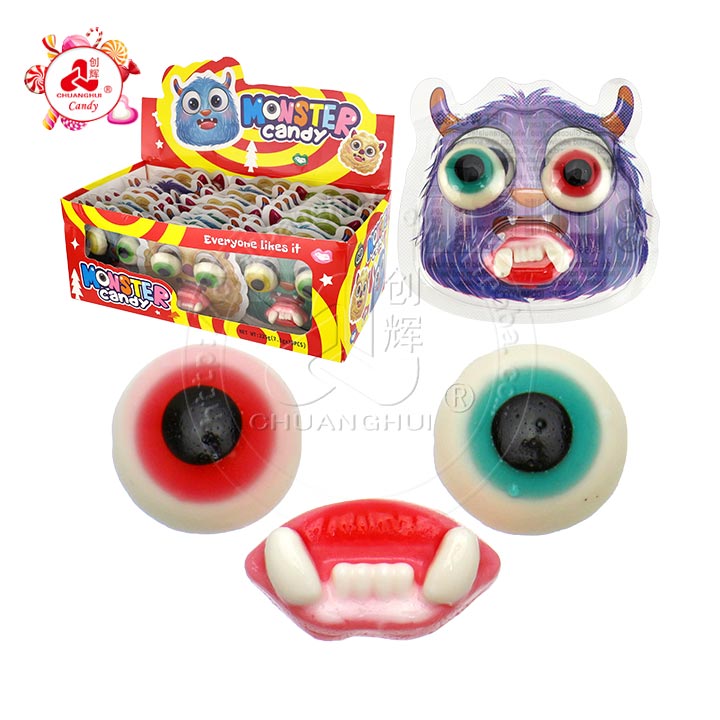 Cartoon Monster eyeballs and teeth shaped soft gummy candy CH-J599