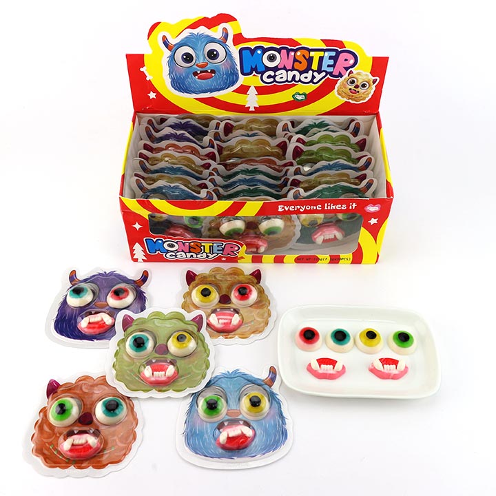Cartoon Monster eyeballs and teeth shaped soft gummy candy CH-J599