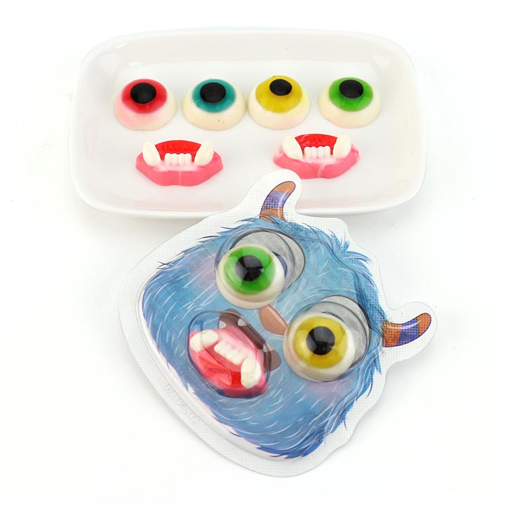 Cartoon Monster eyeballs and teeth shaped soft gummy candy CH-J599