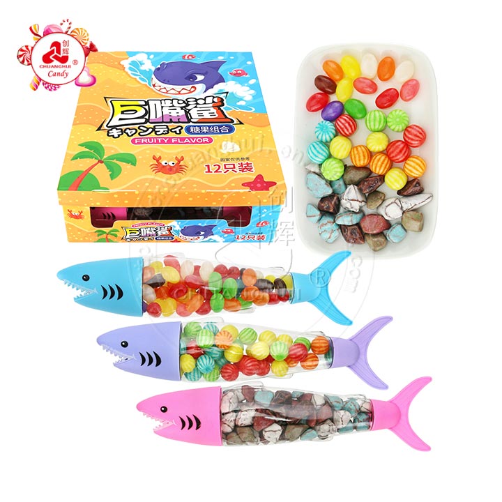 Big mouth shark candy with Jelly beans, bubble gum , stone candy CH-N701