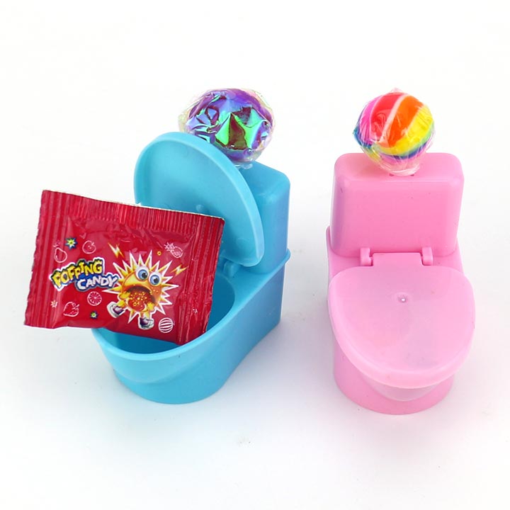 Funny toilet bowl shape toy candy lollipop with popping candy CH-T1312