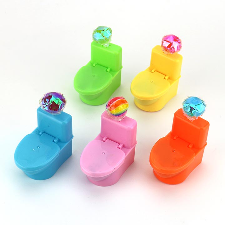 Funny toilet bowl shape toy candy lollipop with popping candy CH-T1312