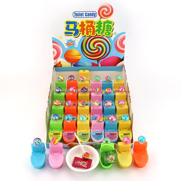 Funny toilet bowl shape toy candy lollipop with popping candy CH-T1312