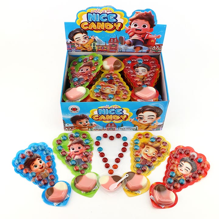 Three color Necklet heart shaped choco jam with chocolate beans CH-BC130
