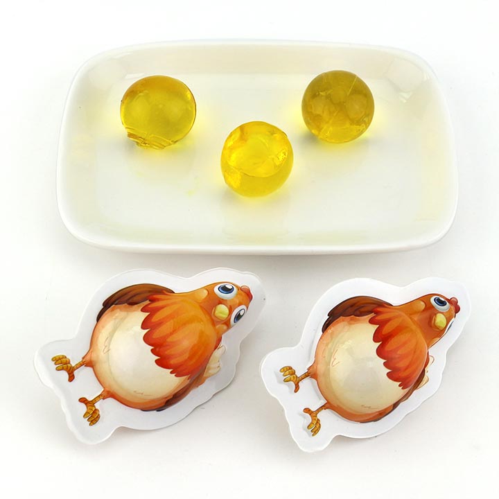 Halal 3D rooster chicken egg soft gummy candy ball with jam filling CH-J551