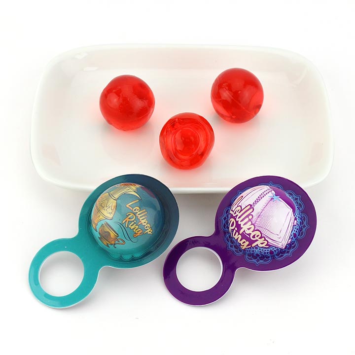 HALAL 3D Lollipop Ring soft gummy candy ball with jam filled CH-J552