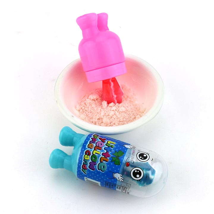 Little yellow man diamond nipple candy lollipop with sour powder CH-N702
