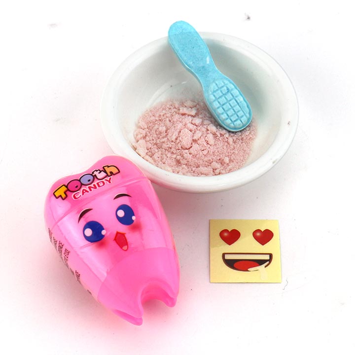 Cartoon Tooth Candy toothbrush pressed tablet candy and sour powder with tattoo sticker CH-N703