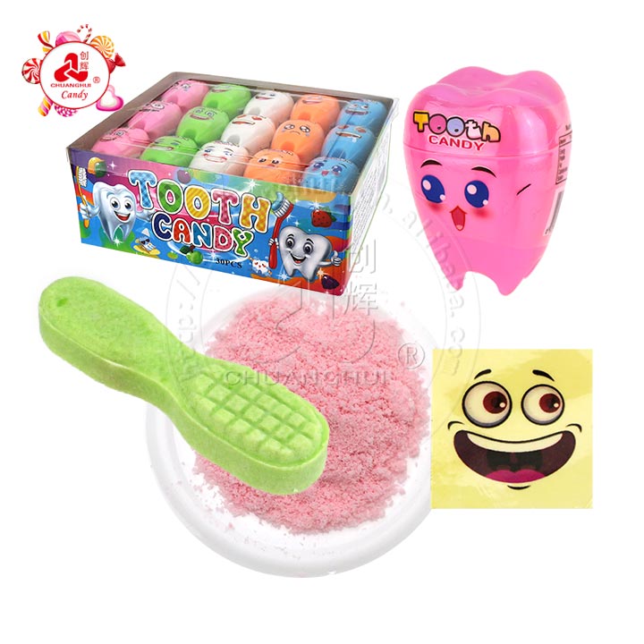 Cartoon Tooth Candy toothbrush pressed tablet candy and sour powder with tattoo sticker CH-N703