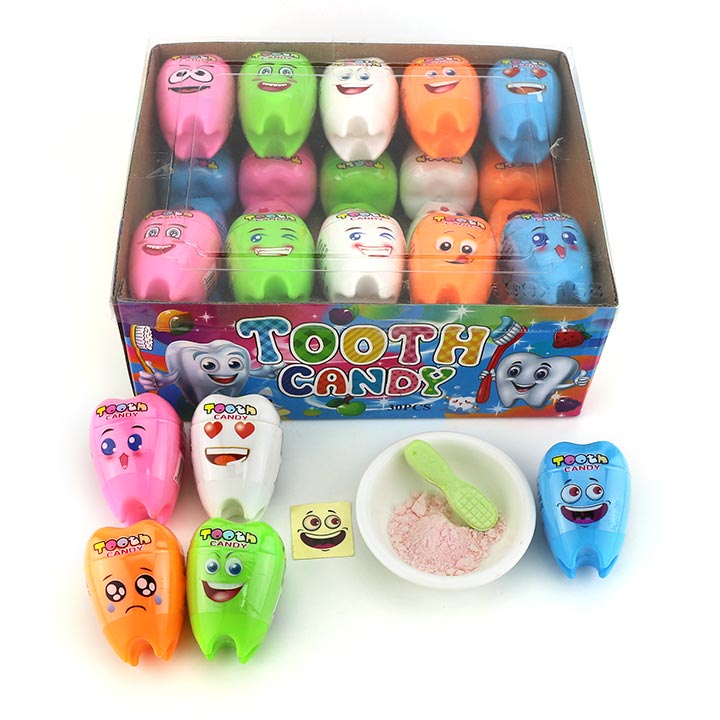 Cartoon Tooth Candy toothbrush pressed tablet candy and sour powder with tattoo sticker CH-N703