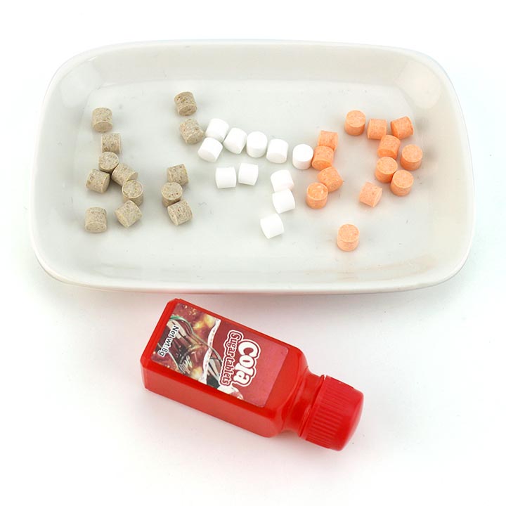 Bottled cola, lemon, orange soda flavored pressed tablet candy CH-N706