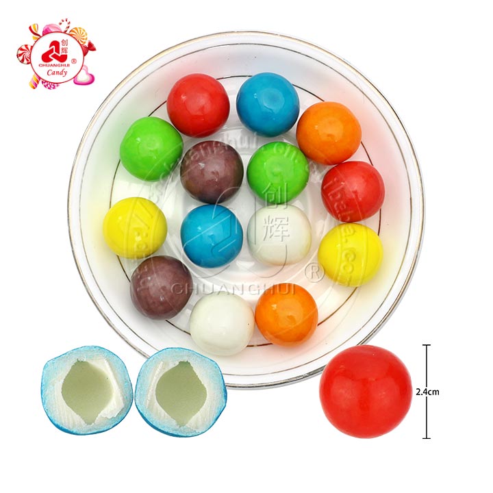 Wholesale colorful big size hollow bubble gum ball candies in bulk CH-S118