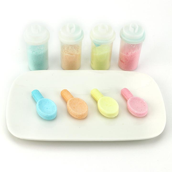 Sour spoon shaped pressed tablet candy with sour powder CH-Z273