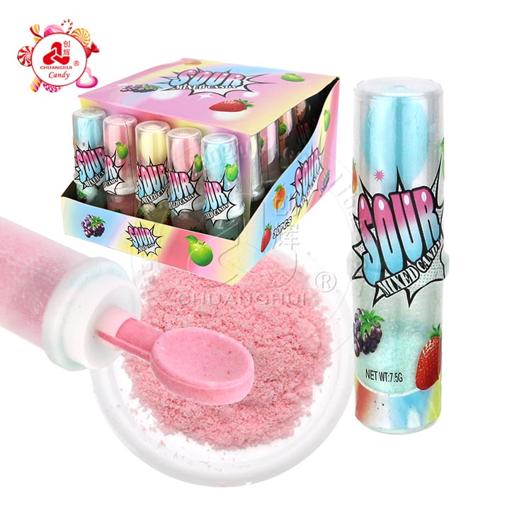 Sour spoon shaped pressed tablet candy with sour powder CH-Z273
