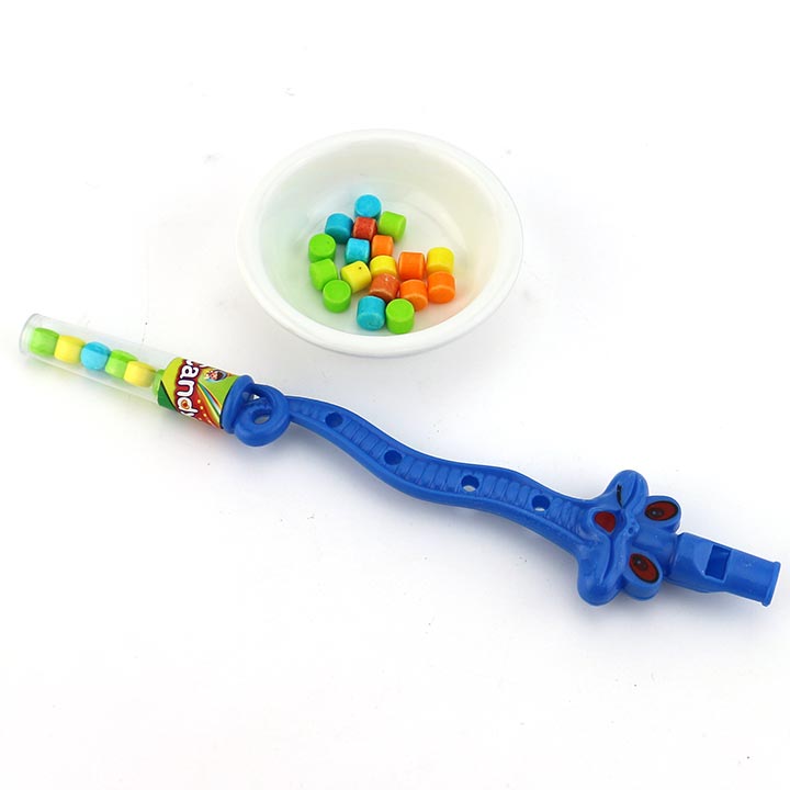 Colorful plastic musical instrument tube cobra snake flute whistle toy candy CH-T1321
