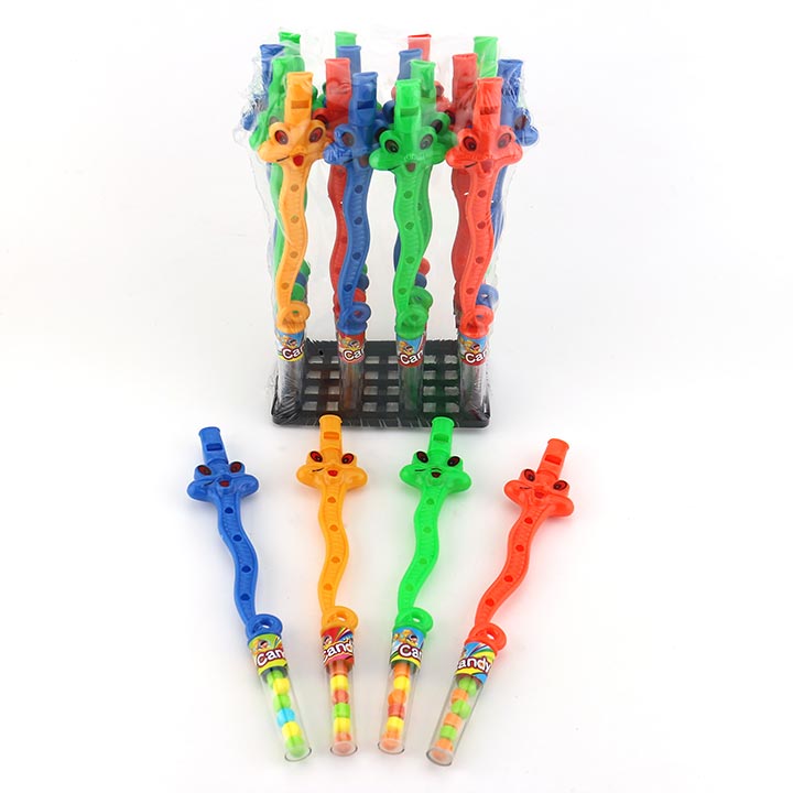 Colorful plastic musical instrument tube cobra snake flute whistle toy candy CH-T1321