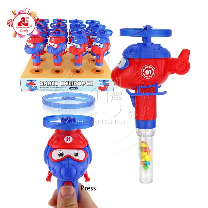 Cartoon Helicopter shooting flying saucer toy candy CH-TB230