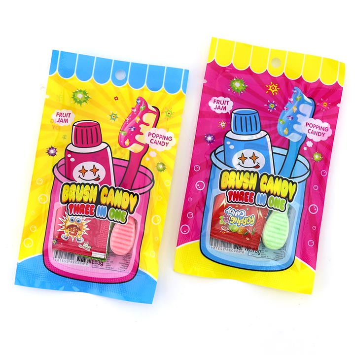 3 in 1 brush pressed tablet candy stick and popping candy with fruit jam CH-Z277