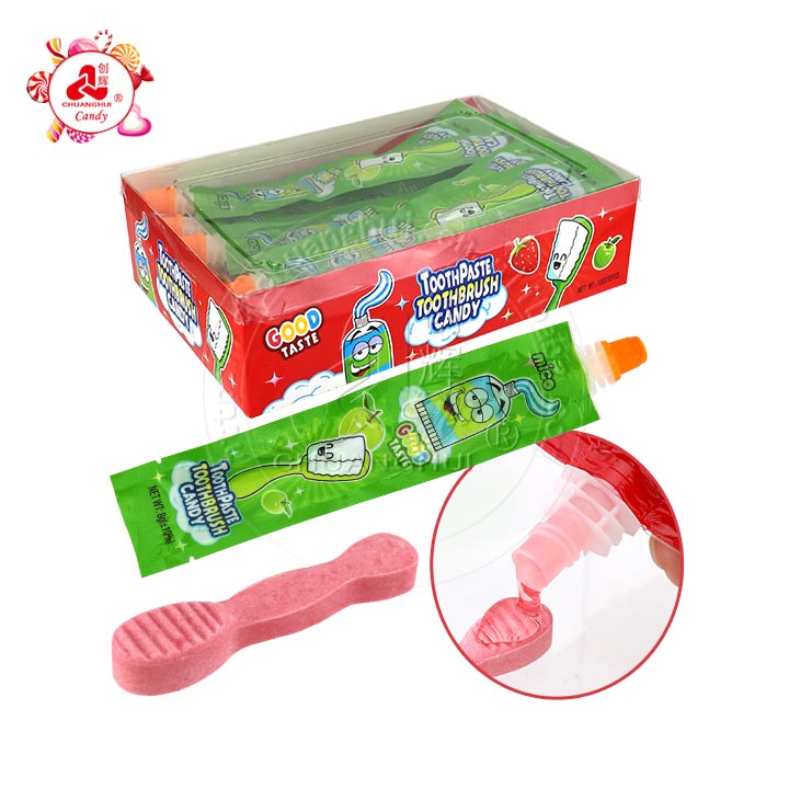 2 in 1 fruit flavor toothpaste squeeze gel jam with toothbrush pressed tablet candy CH-Z278