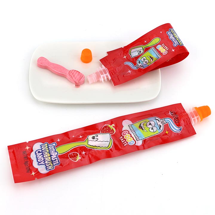 2 in 1 fruit flavor toothpaste squeeze gel jam with toothbrush pressed tablet candy CH-Z278
