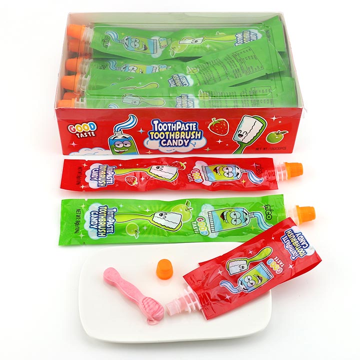 2 in 1 fruit flavor toothpaste squeeze gel jam with toothbrush pressed tablet candy CH-Z278