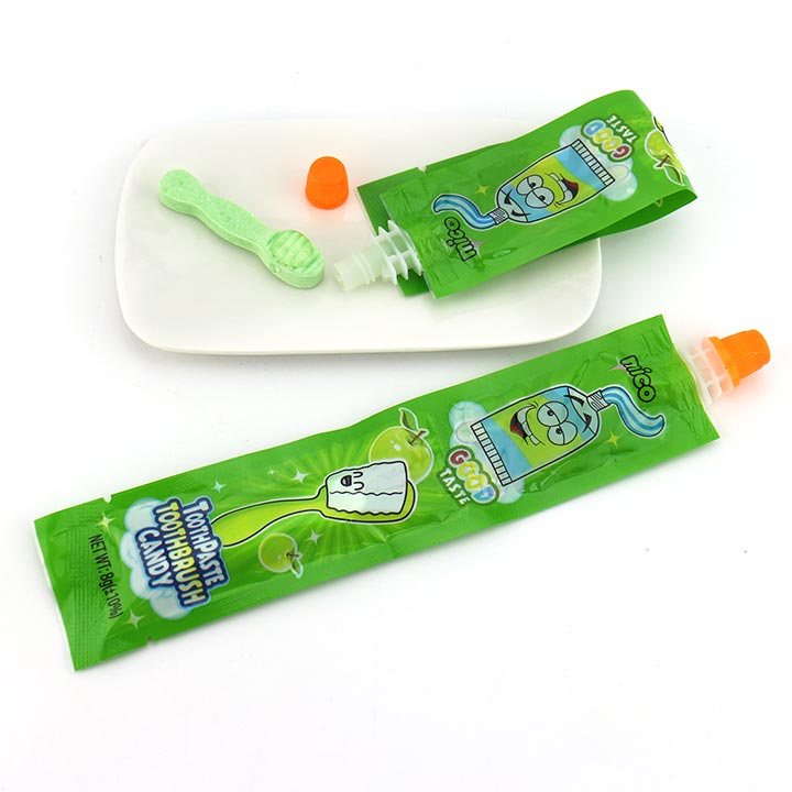 2 in 1 fruit flavor toothpaste squeeze gel jam with toothbrush pressed tablet candy CH-Z278