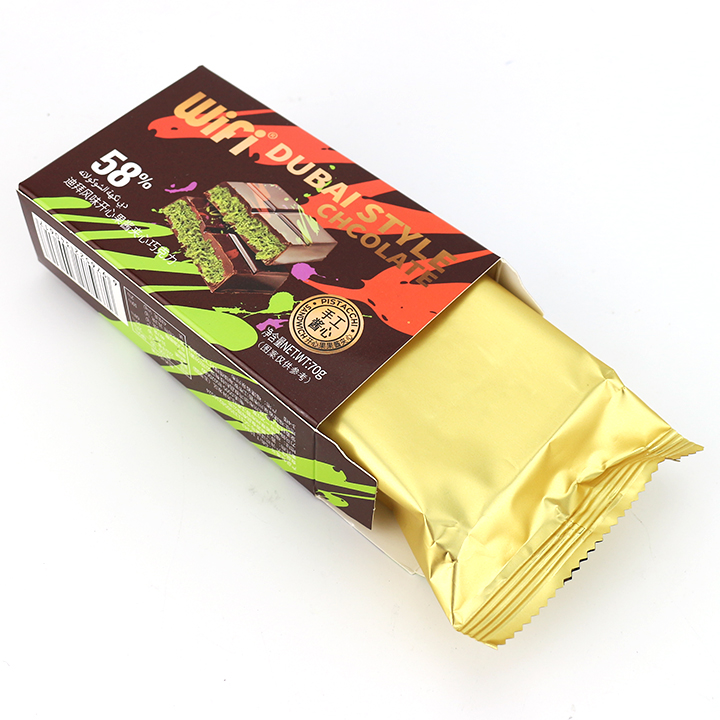 Dubai style chocolate 58% choco kataifi with crispy knafeh noodle crushed pistachios filling CH-BC137